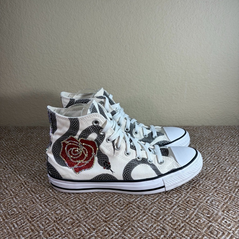 Converse Chuck Taylor All Star High-Top Snake Custom White Black Mens 7.5 W 9.5🐍